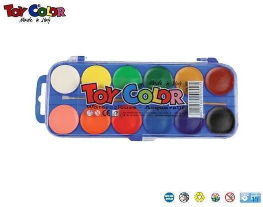 Toy Color Aquarellfarbenset Bunte mit Pinsel 12Stück 220.704