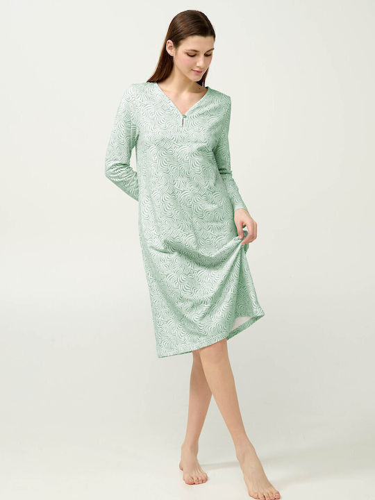 Vamp Зимна Дамска Нощница Green Frosty
