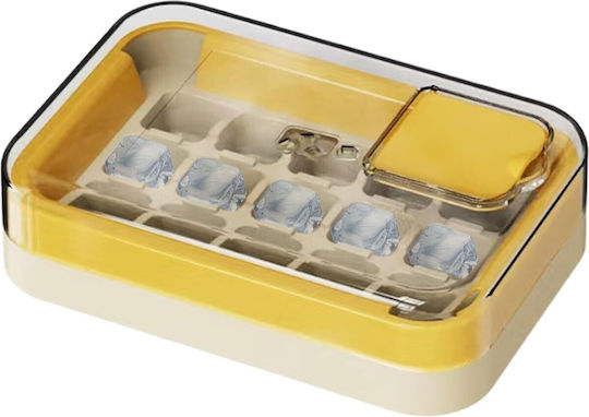 Eiswürfelform Würfel Kunststoff mit Deckel Gelb