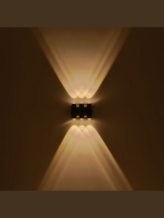 GloboStar Arc Стенно Външно Осветително Тяло LED IP65 12W с Топло Бяло Светлина Двоен Лъч 14x4.8x11.5см