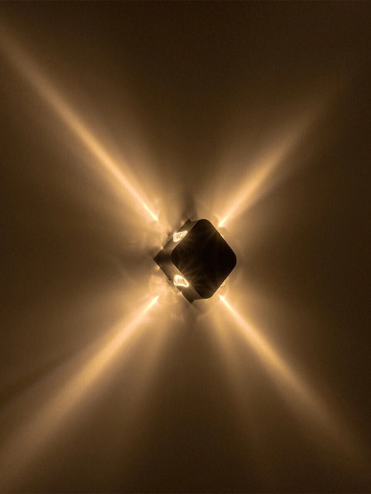 GloboStar Wall-Mounted Outdoor Lighting LED IP65 8W with Warm White Light 13.5x4.5x13.5cm