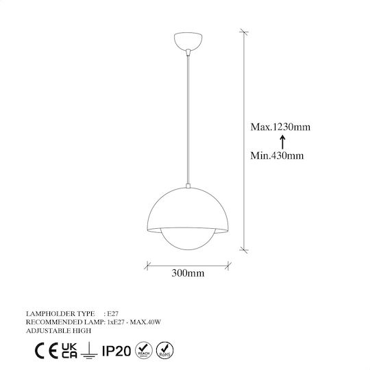 Opviq Camgoz Ceiling Light Yellow Ball with E27 Socket 30x30cm