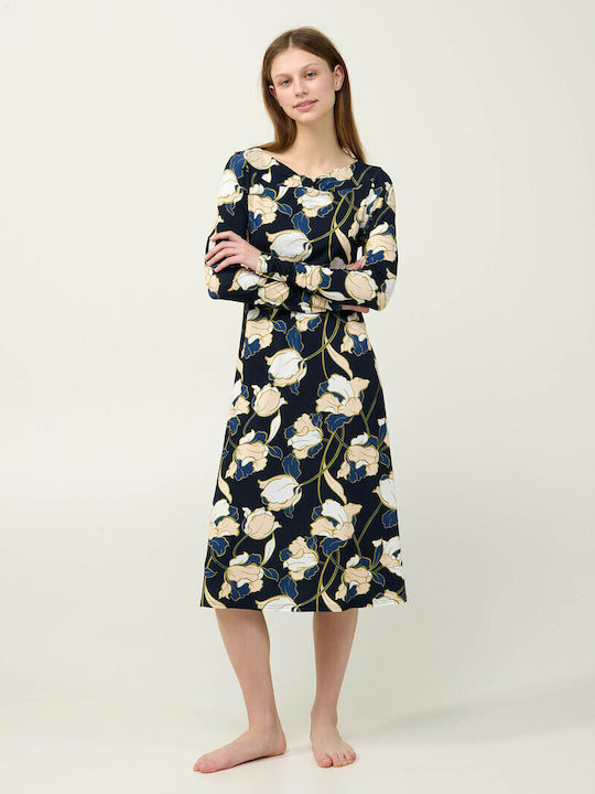 Vamp Winter Damen Nachthemd Blue