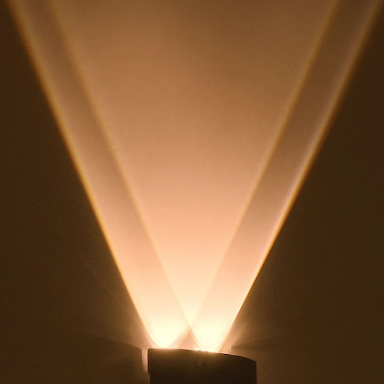 GloboStar Sixoad Επιτοίχιο Εξωτερικό Φωτιστικό LED IP65 8W με Θερμό Λευκό Φως Διπλής Δέσμης 12x4x8εκ.