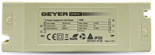 Geyer LED-Netzteil IP20 Leistung 72W mit Ausgangsspannung 24V