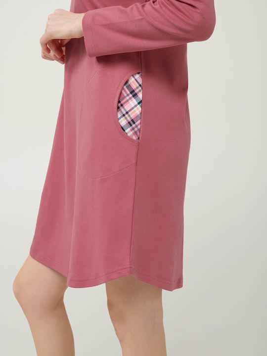 Vamp Winter Damen Nachthemd Pink Wood