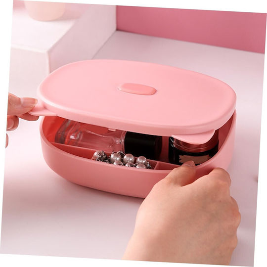 Cutie Organizator Oglindă Flippy 4 Compartimente Accesorii Cosmetice Realizată Din ABS 17x13x6 Cm Roz