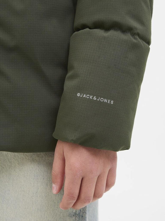 Kids' Quilted Jacket with Hood Khaki