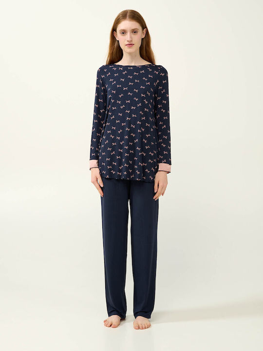 Vamp Winter Damen Pyjama-Set Blue Blazer