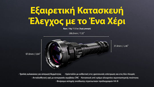 NiteCore Rechargeable Flashlight LED IP68 with Maximum Brightness 2000lm Precise P40 Black