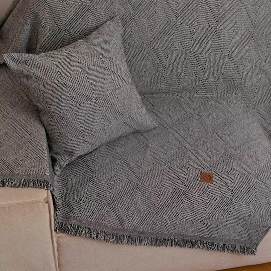 Borea Bari Three-Seater Sofa Throw Chenille 180x300 cm Grey