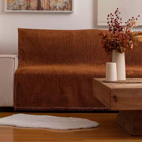 Borea Velvet Ριχτάρι Τριθέσιου Καναπέ Βελουτέ 180x300εκ. Κάμελ