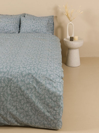 Sunshine Duvet Cover Set Cotton Single with Pillowcase 170x250 Cotton Feelings 2052 Aqua