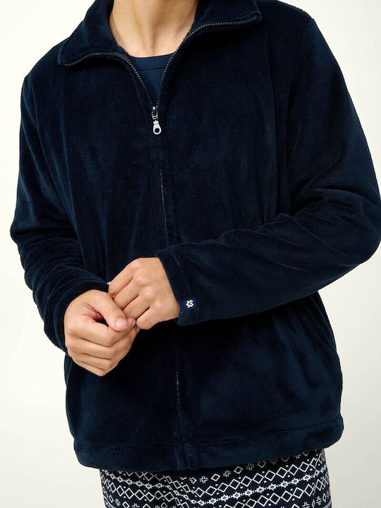 Vamp Χειμερινή Ανδρική Πιτζάμα Fleece Blue