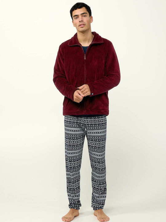 Vamp Χειμερινή Ανδρική Πιτζάμα Fleece Blue