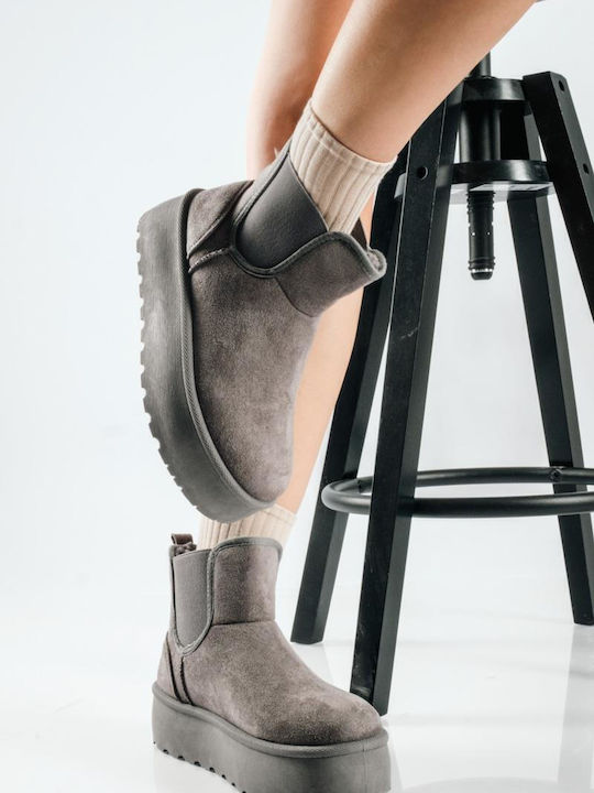 Wildleder Damen Chelsea-Stiefel Grau