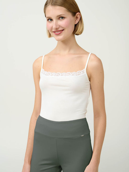 Dama Talie înaltă Tesatura Pantaloni Beige Soleil