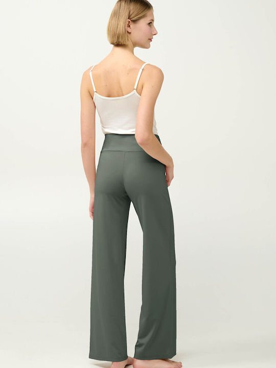 Dama Talie înaltă Tesatura Pantaloni Beige Soleil