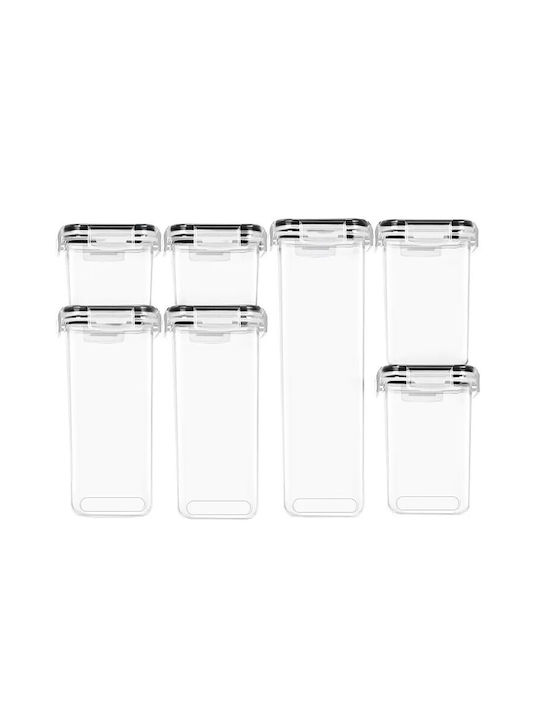 Set 7buc Cutii Cereale cu capac Plastic Transparent 1100ml