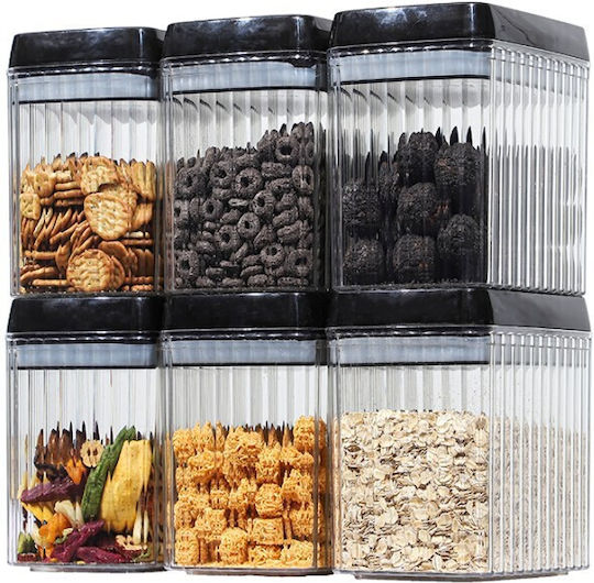 Set 6 Bucăți Vaze Cereale cu Capac Plastic Transparent 1500ml 6 Bucăți