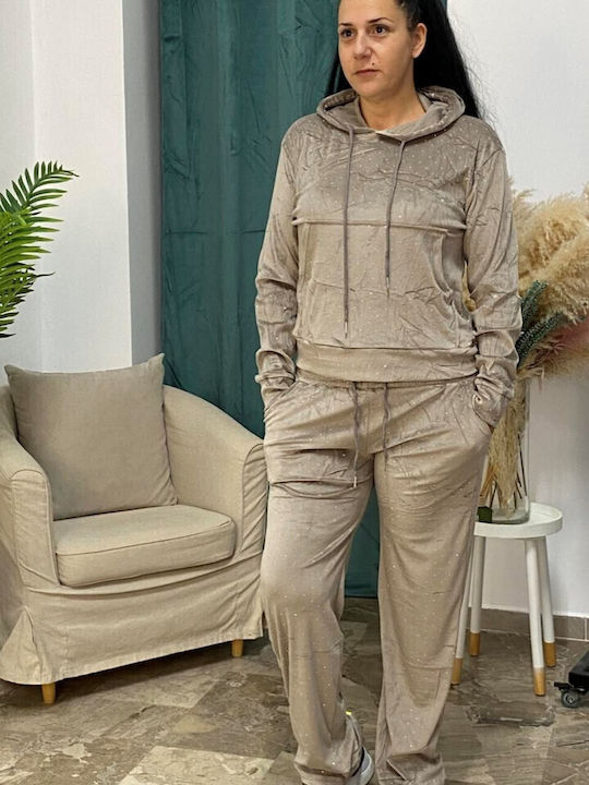 Γυναικείο Light Brown Σετ με Παντελόνι