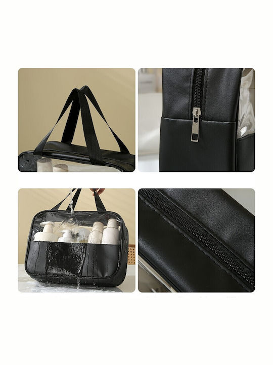 Geantă Cosmetică Flippy Organizare Călătorie Material Textil Pvc Rezistentă La Apă Portabilă 30x21x12 Cm Neagră