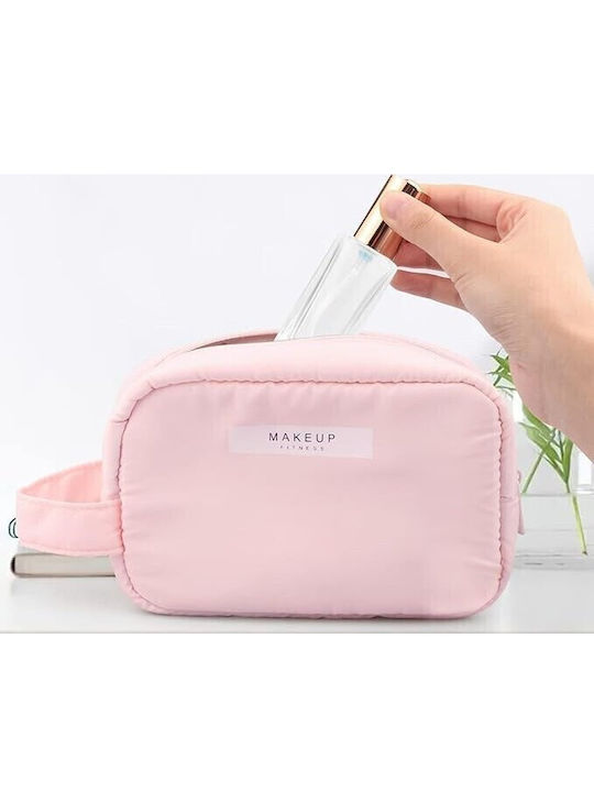 Flippy Cosmetic Bag Handle Waterproof Material 16 X 11 X 7 Cm Pink