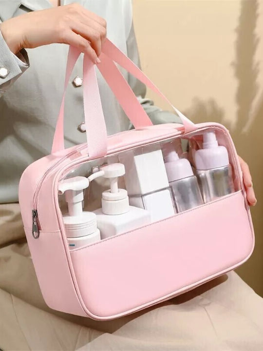 Geantă Cosmetică Flippy Organizare Călătorie Material Textil Pvc Rezistentă La Apă Portabilă 30 X 21 X 12 Cm Roz