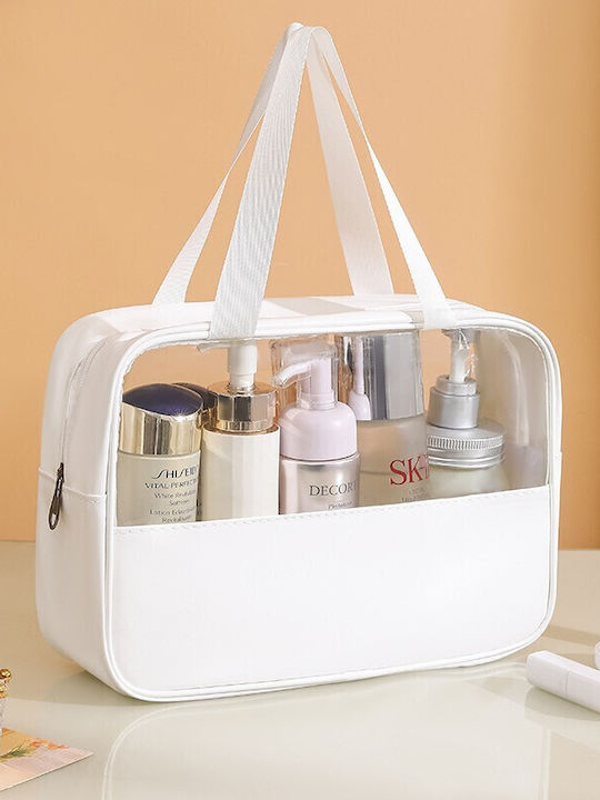 Flippy Geantă Cosmetică Organizare Călătorie Material Textil Pvc Rezistentă La Apă Portabilă 30x12x21 Cm Albă