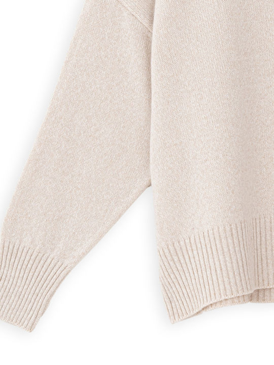 Damen Pullover Wolle mit V-Ausschnitt Beige