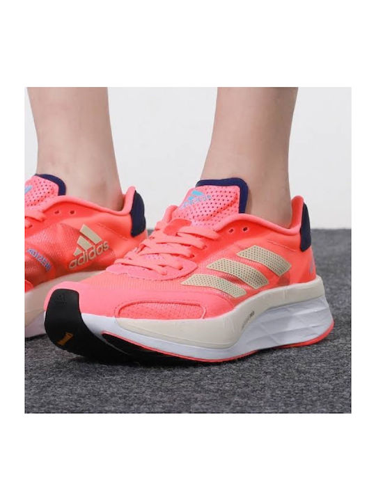 Adizero Boston 10 Sport Shoes Running Turbo / Sandy Beige Met / Legacy Indigo
