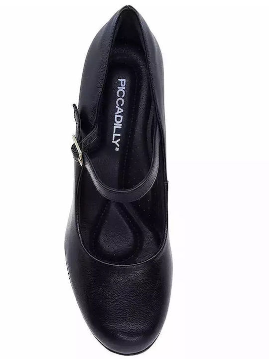 Anatomic Synthetic Leather Black Heels with Strap