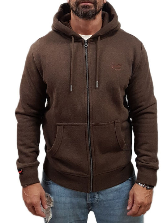 D1 Ovin Sweatshirt with Hood Nutmeg Brown Marl