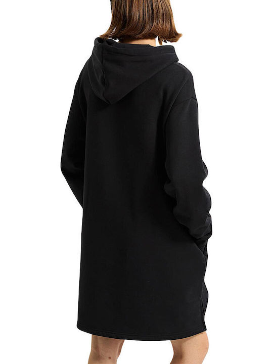 Mini Athletic Dress Long Sleeve with Hood Black