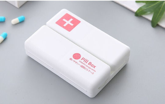 Medicine Storage Box 7 Individually Sealed Compartments Foldable Portable Flippy White Red