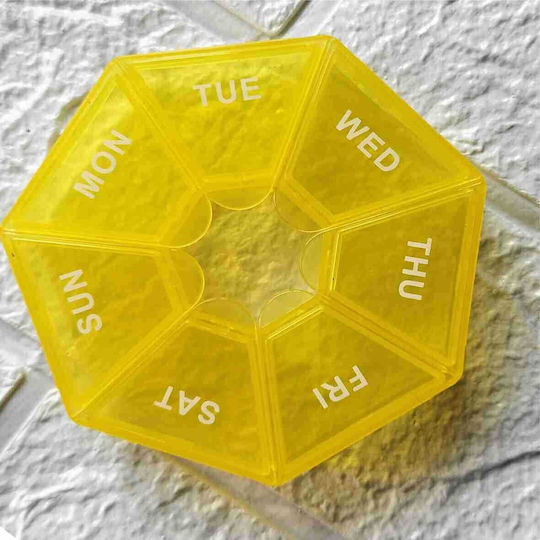 Medizin Organizer Box Tage Woche Flippy Plastik 7 Fächer Gelbe