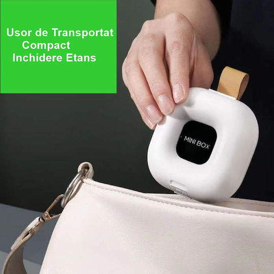 Cutie De Depozitare Pentru Medicamente Flippy 4 Compartimente Închidere Etanșă Portabilă Pătrată Albă Neagră Pp 7.6x2.9x7.8 Cm