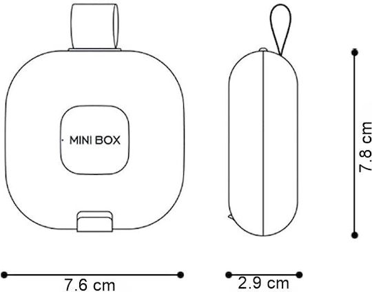 Cutie De Depozitare Pentru Medicamente Flippy 4 Compartimente Închidere Etanșă Portabilă Pătrată Albă Neagră Pp 7.6x2.9x7.8 Cm