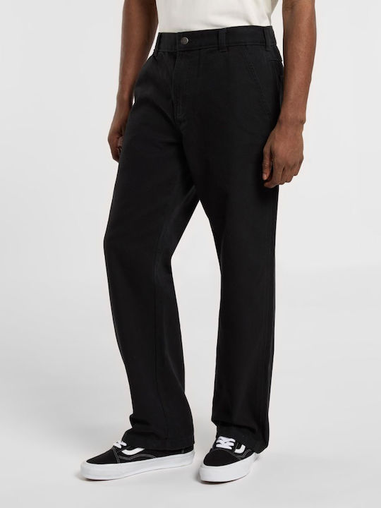 Canvas Carpenter Trousers in Regular Fit Black