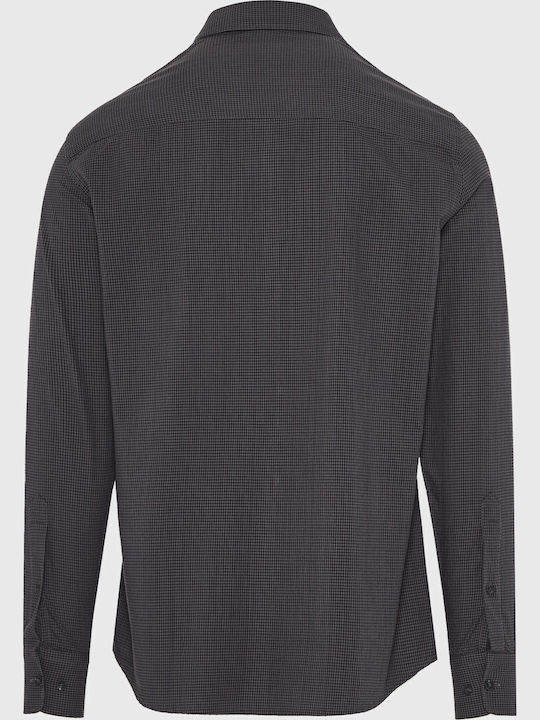 Long-sleeved Cotton Shirt Checked Gray