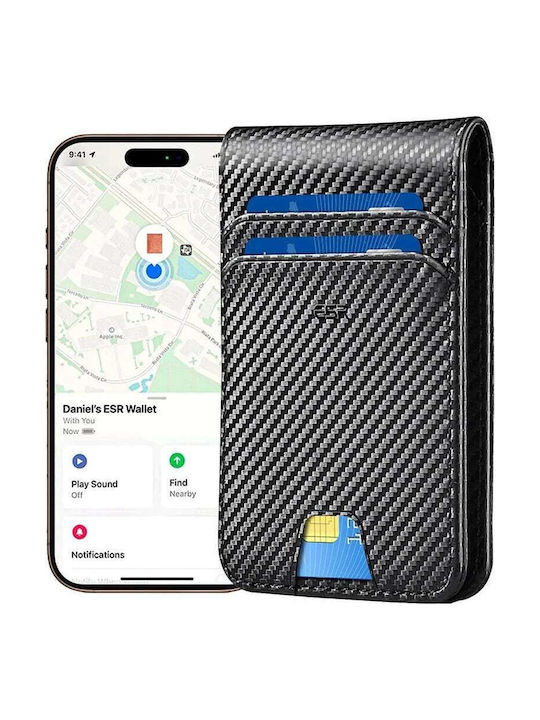 Classic Geo Leather Men's Wallet Cards with RFID Black