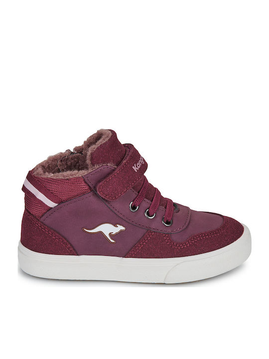 Kids Sneakers High with Hoop & Loop Closure Red