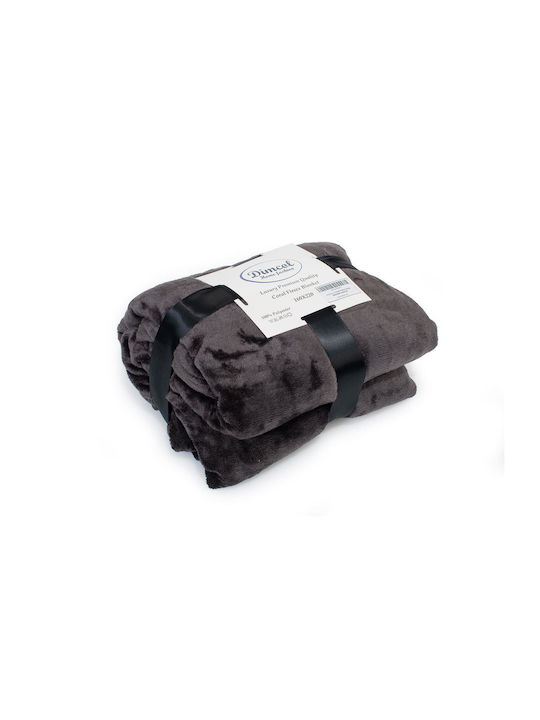 Dimcol Solid Κουβέρτα Fleece Μονή 160x220εκ. Grey-black