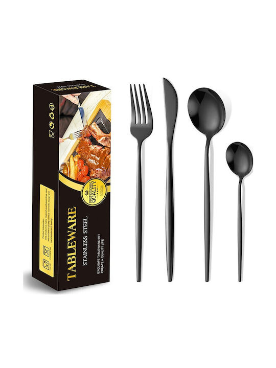 Besteckset Edelstahl Schwarz 24Stück