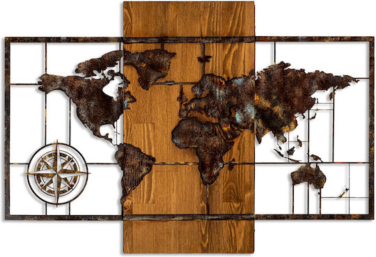 Διακοσμητικό Τοίχου 58x85 A-g World Map 899skl2661 58x85 Μεταλλικό Ξύλινο