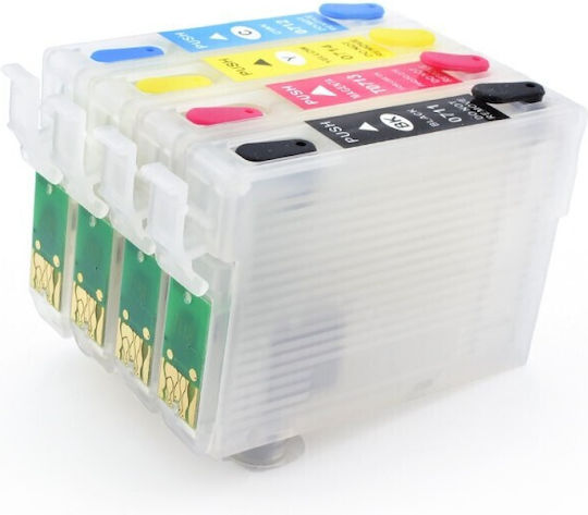 Pachet de cartușe de cerneală compatibile și recondiționate pentru imprimante InkJet Epson T0711, T0712, T0713, T0714 12ml Multiplu (culoare) 1buc