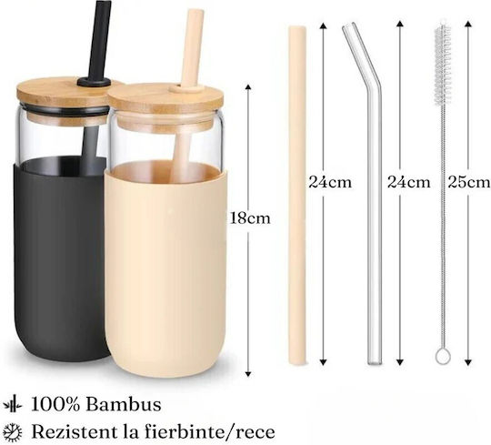 Set Pahare Pentru Apă Din Sticlă Neagră 500ml 2 Bucăți