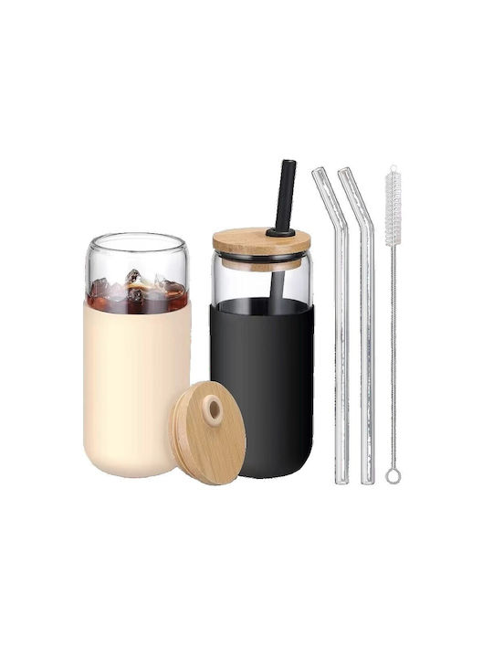 Set of Glasses Water made of Glass in Black Color 500ml 2pcs
