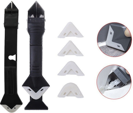 Set Racletă Pentru Îndepărtarea Adezivului Racletă Silicon 5 Capete Silicon Mărime Închisă 18.8 X 4 X 2.8 Cm Metal Negru