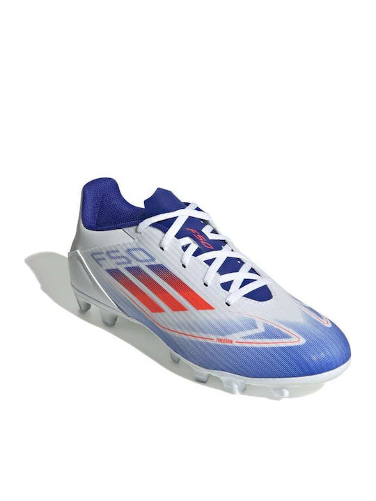 adidas F50 Club Football Shoes with Cleats Cloud White / Solar Red / Lucid Blue